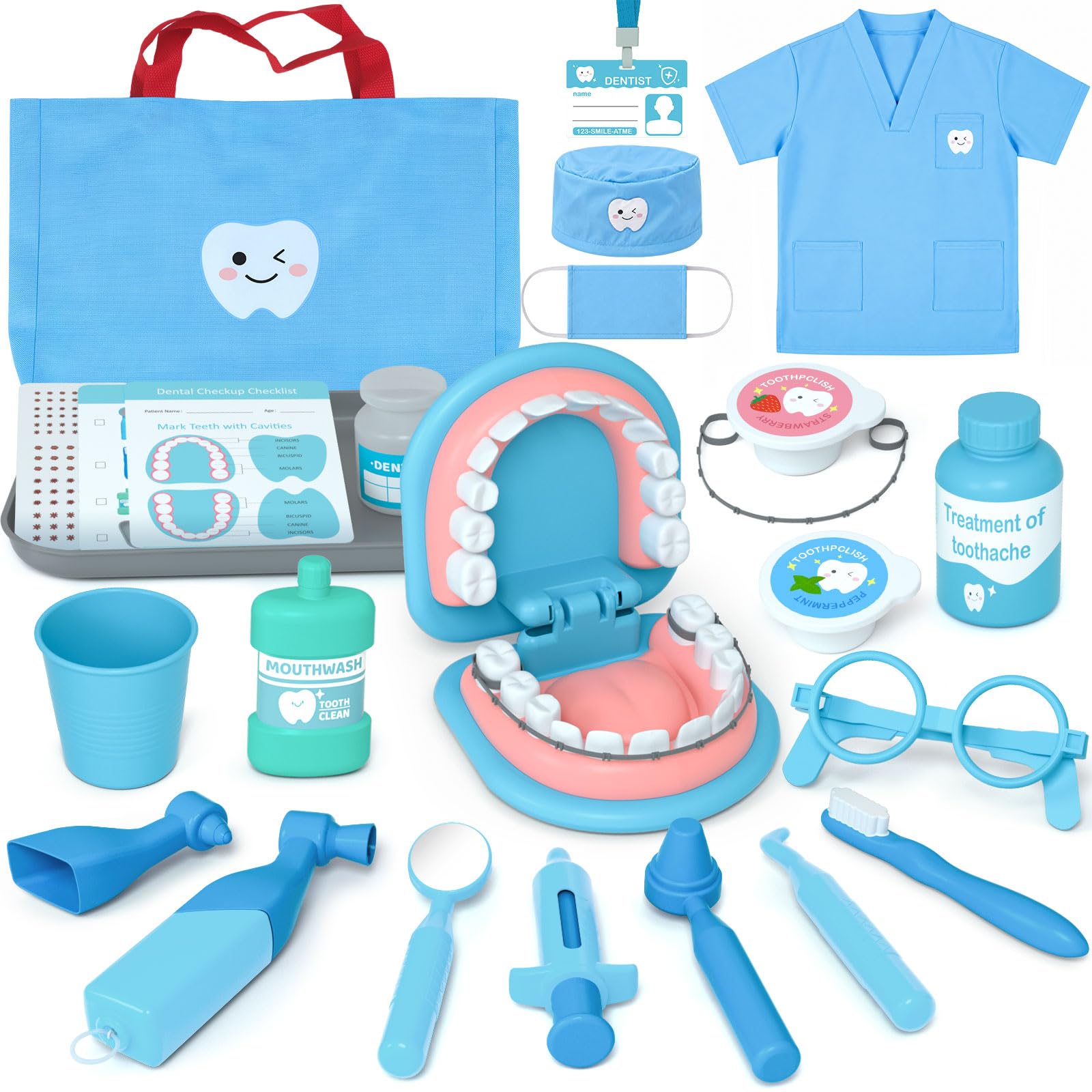 Dentist Kit for Kids - Doctor Kit Toy Gifts for 3 4 Year Old Girls, Pretend Play