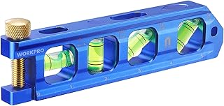 WORKPRO 6.3 Inch Magnetic Torpedo Level, Bubble Level Tool, Aluminium Alloy | Bubble Vials for 0°/90°/30°/45° Measurements, Aluminum Alloy Construction, Magnet Level Tool for plumbing