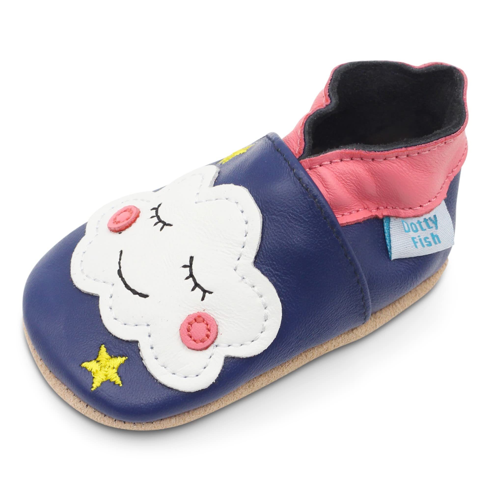 Dotty Fish Soft Leather Baby and Toddler Shoes Boys Designing With Vehicles