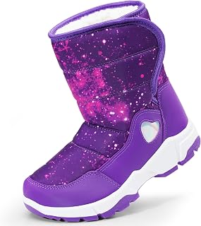 Girls Snow Boots Water-Resistant Warm Fur Lined Anti-Slip Winter Boots for Toddler/Little Kid/Big Kid