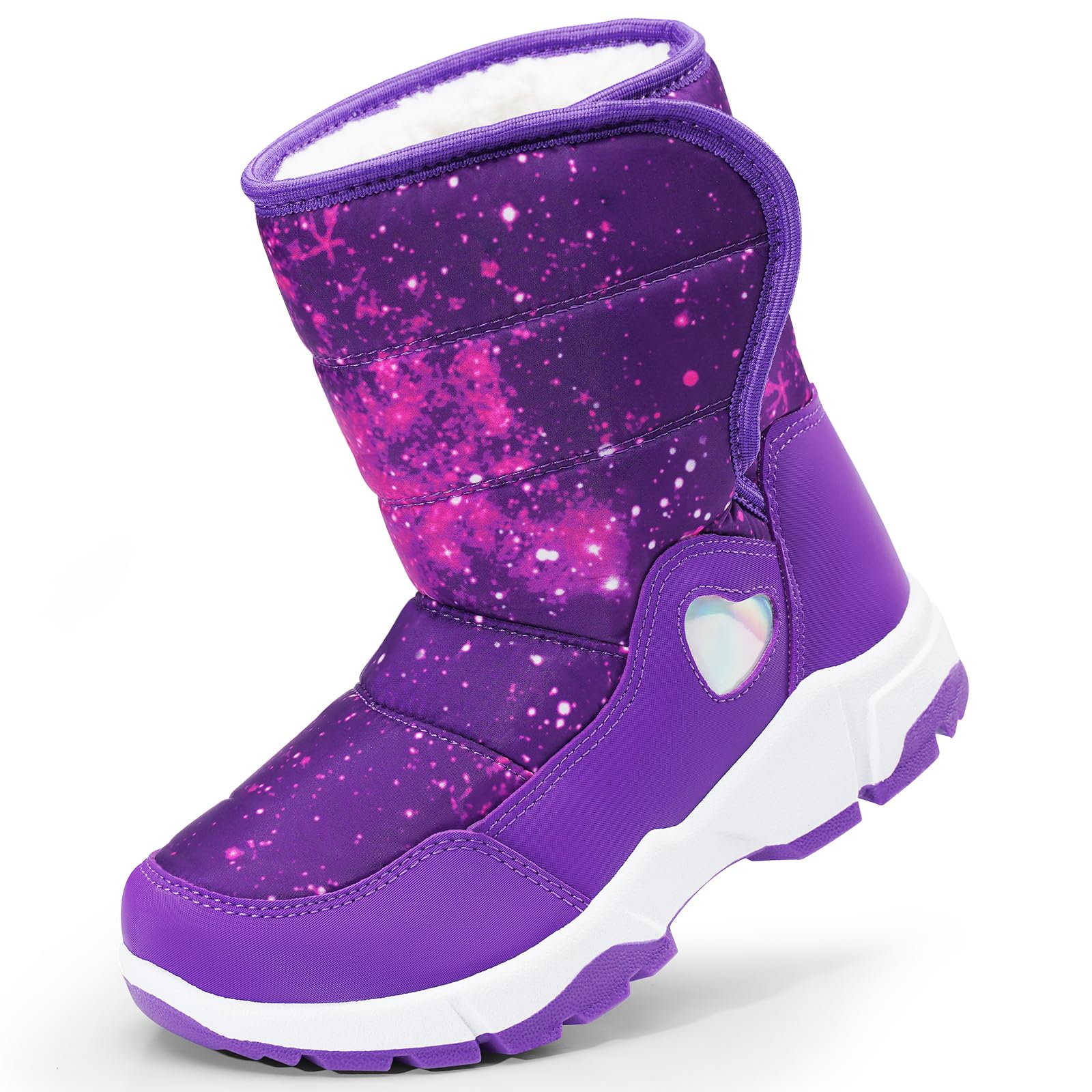 Girls Snow Boots Water-Resistant Warm Fur Lined Anti-Slip Winter Boots for Toddl