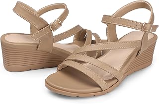 SHIBEVER Wedge Sandals for Women Elegant:Summer Low Wedge Sandals for Women Comfortable Open Toe Sandals