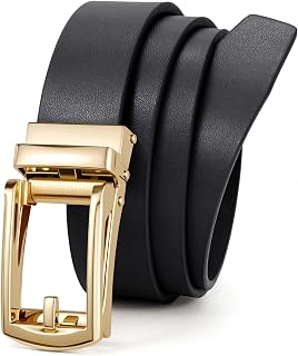 JASGOOD Women Leather Ratchet Belt with Automatic Buckle Adjustable Women's Belts for Casual Pants, Jeans, Dresses