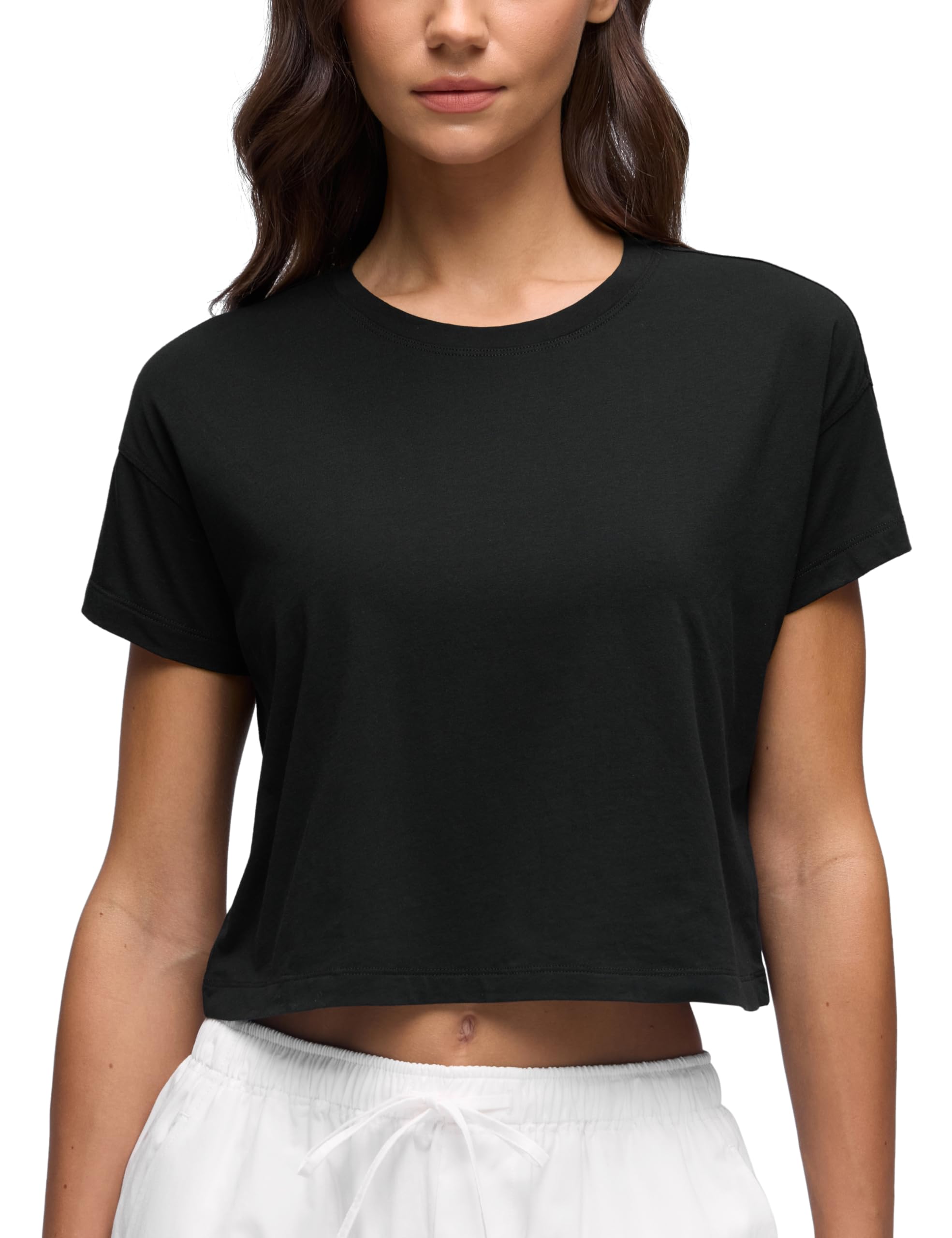 CRZ YOGA Women's Short Sleeve T-Shirt, Pima Cotton, Quick Drying, Soft, Stretchy