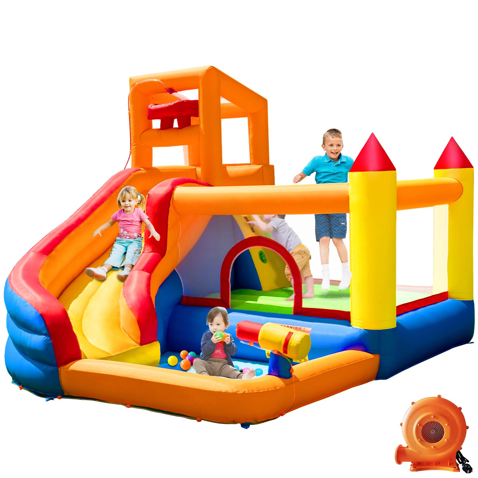 HuaKastro Bouncy Castle for Kids with Water Slide, Pool/Ballpit | 5-in-1 Indoor/