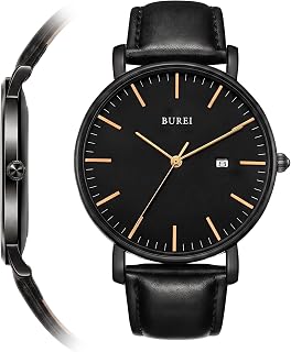 BUREI Ultra Dünne Uhren Herren Analoges Datum Armbanduhr Herren mit Japanisches Quarzwerk, Geschenke für Männer