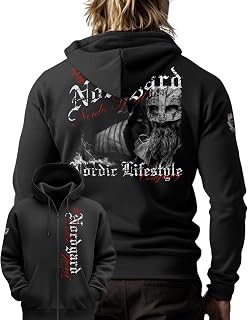 NORDGARD Nordic Spirit Hoody in Black, Sporty Zip Hoodie for Men and Women, Unisex Cotton Hoodie, Viking Sweatshirt with Hood, Modern & High-Quality Pullover