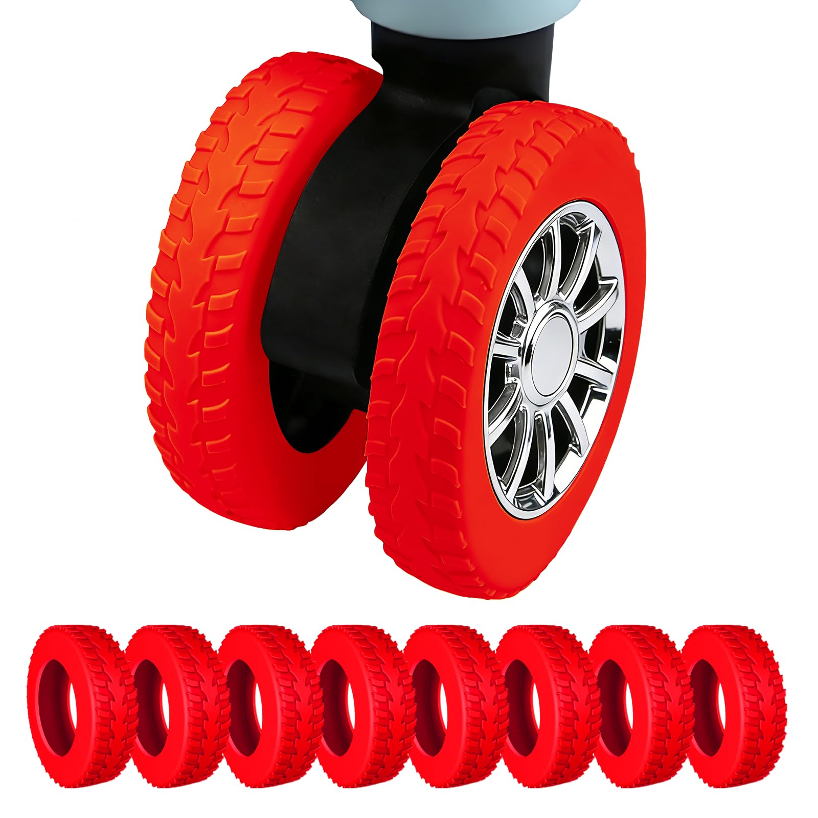 8 Pcs Luggage Wheel Covers for Suitcase Wheels Protective,Red