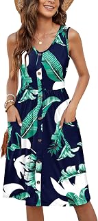 MOLERANI Women Summer Sleeveless V-Neck Midi Dress with Pockets