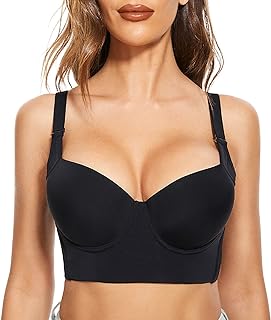 FallSweet Push Up Bra for Women Lace Plus Size Wide Back Underwear Longline Corset Bra