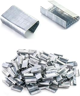 QWORK Strapping Open Seal for 1/2" Strap Width Steel Strapping, 500 Pcs Heavy Packaging and Pallet Banding, Packaging Banding Clip Snap-On Gripper Strap Clip
