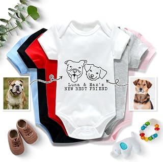 Personalized Baby Onesie with Pet Portrait, Pet Themed Bodysuit, Custom Dog and Cat Photo, New Best Friend Onesie, Baby Shower Gifts, Newborn Baby Gifts, Gifts for New Dad New Mom, Mother's Day Gifts