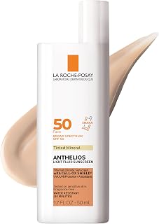 La Roche-Posay Anthelios Mineral Light Fluid Sunscreen for Face | Broad spectrum sunscreen, antioxidants, titanium dioxide &amp; zinc oxide. No white cast, 5 shades, oil free &amp; oxybenzone free.