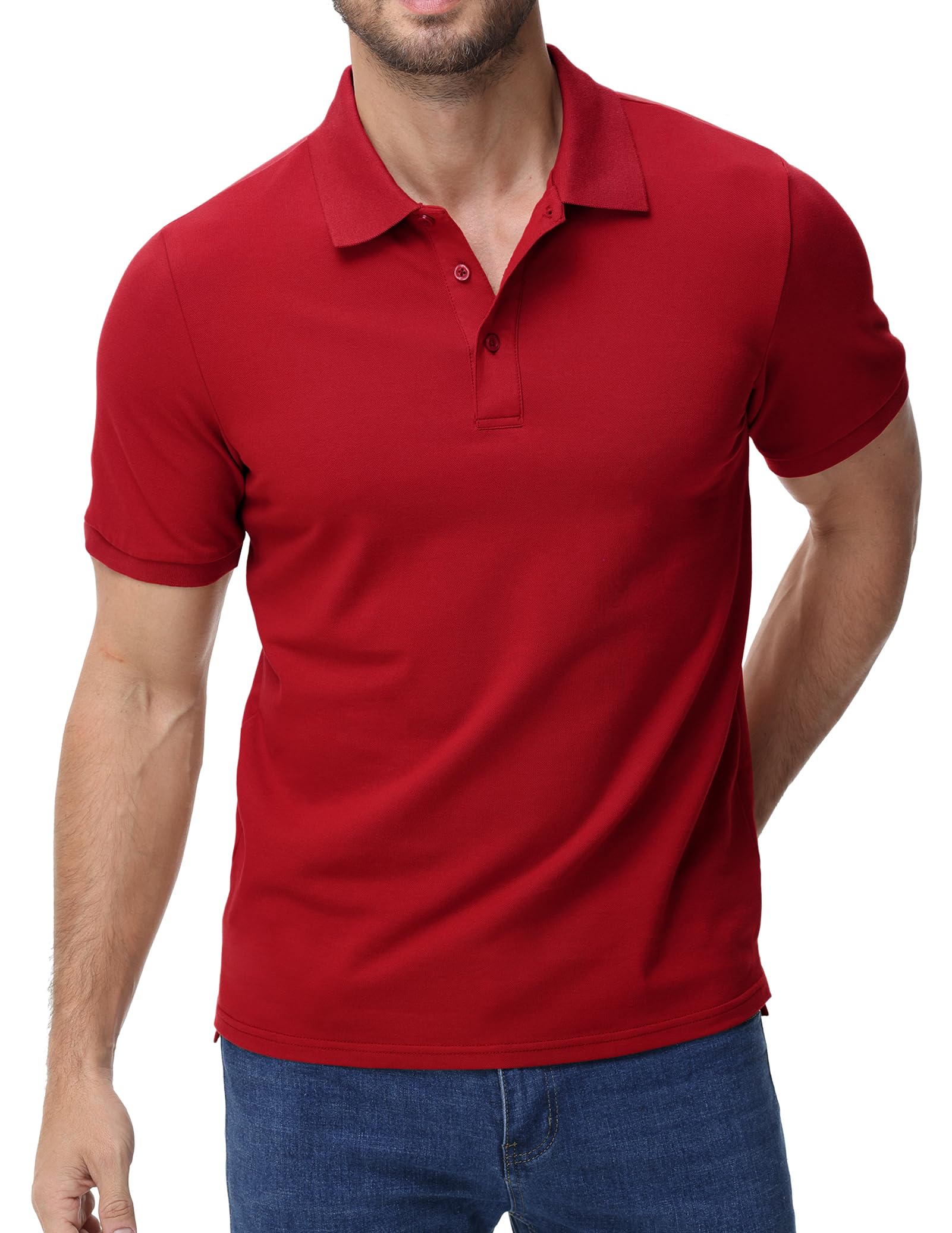 MIER Men's Polo Shirt Cotton Short Sleeve Golf Tennis Polo Shirt with Collar for