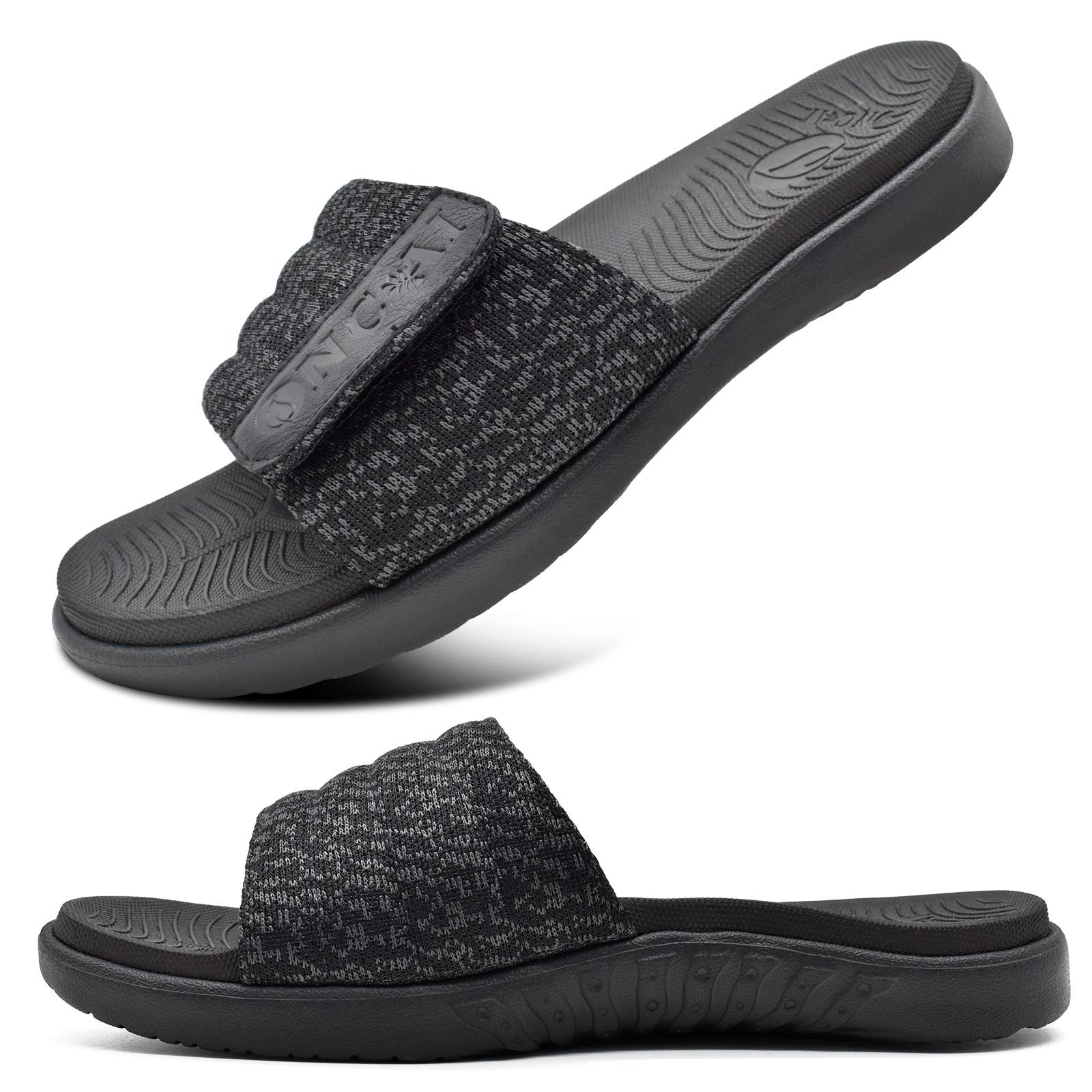 ONCAI Men's Beach and Pool Open Toe Summer Sandal Arch Support Slippers Foam Sol