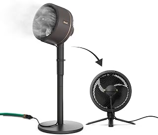 Shark FlexBreeze 2-in-1 Fan with Misting Attachment, Charcoal, FA222 | Corded/Cordless, Pedestal to Tabletop, up to 24-Hr Battery, up to 70 Ft of Power, 5 Speeds, with Outdoor Misting Attachment