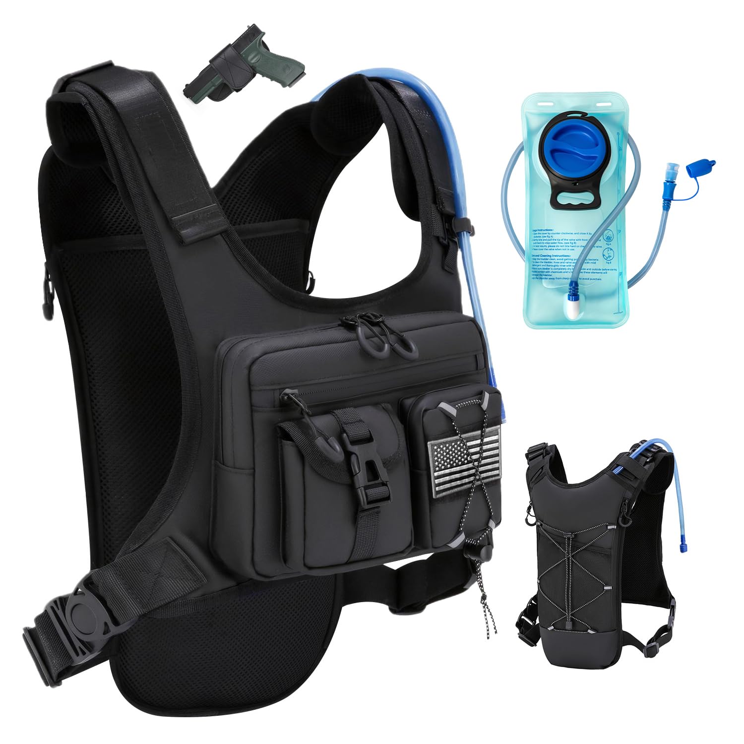 Criuage USA Patent Running Hydration Vest Backpack, Lightweight Chest Pack with 