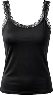Lace-Trimmed U Neck Women's Camisole,Slim Fit Lightweight Sleeveless Top for Spring Summer