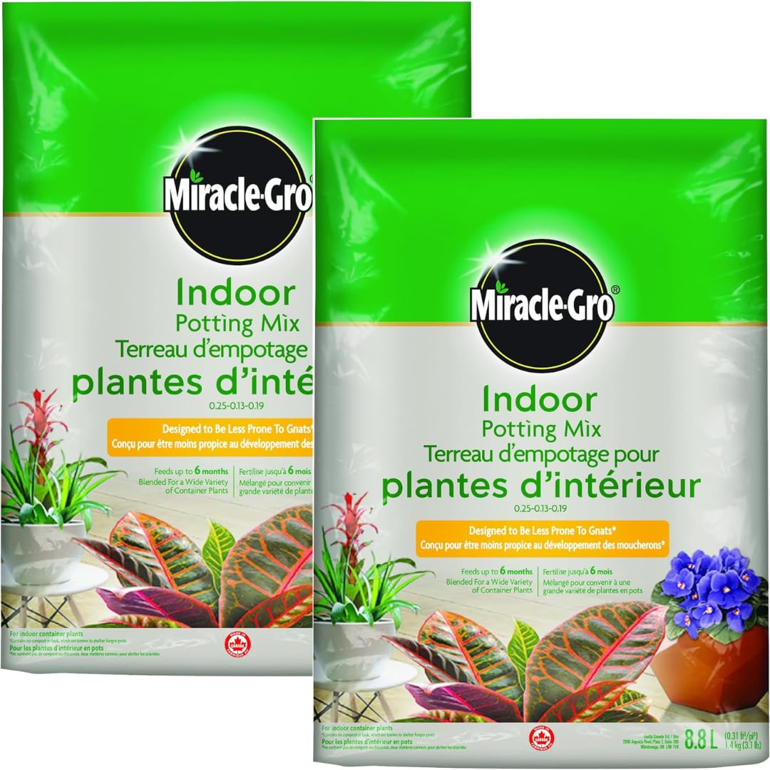 Miracle-Gro Indoor Potting Mix 8.8L, 2-Pack | Gnat-Free Formula with Coir & Perl