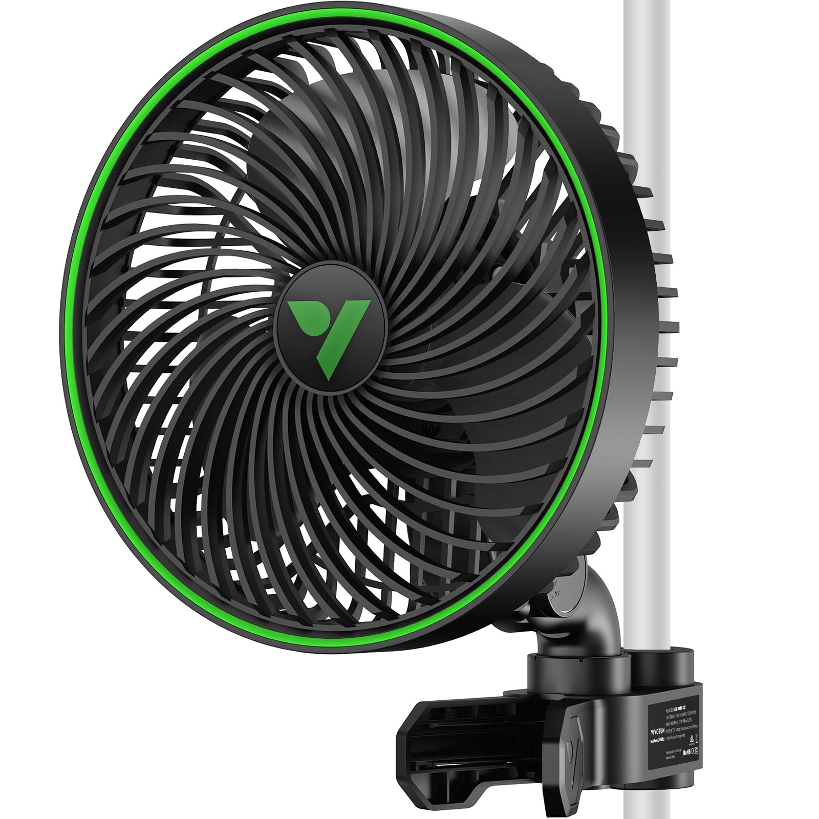 VIVOSUN AeroWave E6 Gen2 Grow Tent Oscillating Clip Fan, 6" Fan, 1-Pack | EC Mot