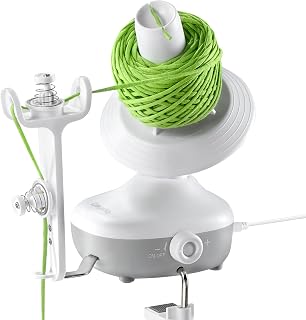 Caydo Electric Yarn Winder M1, Effortless Yarn Organizer for Crochet Lovers | Auto Winding with Dual Tension Spring Stepless Speed, Compact 7oz Pretty Cake, Ideal Craft Helper for Yarn Enthusiasts White