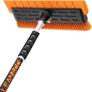 Year-Round Roof Rakes for Snow, Leaves & Moss – 16” No-Scratch Foam Blade & Roof Brush, 4.7-24ft Telescoping Snow Rake for Roof, Solar Panels, RVs & Cars, C-Shaped Push/Pull -Patent Pending