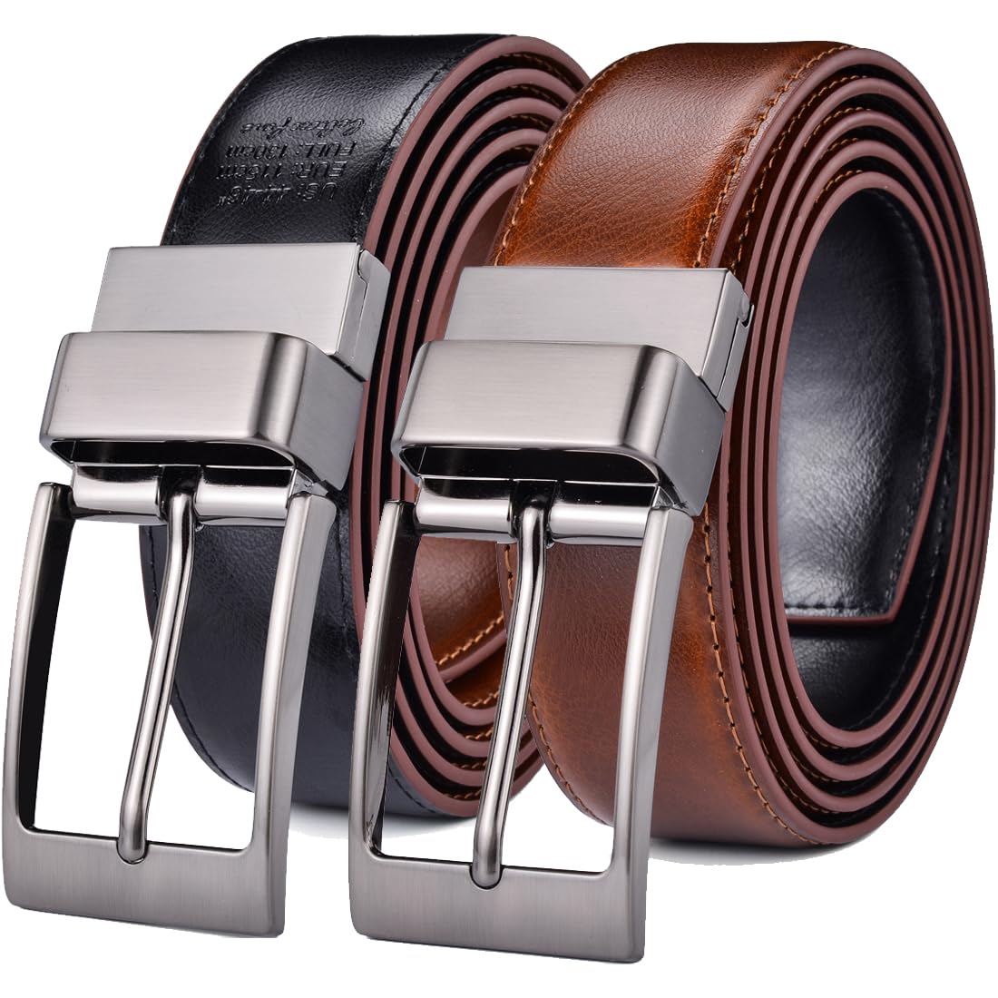Mens Reversible Belt, 1.25" for Gift, Casual Golf Dress, Trousers, Shirt, One La
