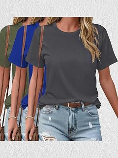 Basic short sleeve tops for women, 3 pack summer tops, beach, vacation, casual wear, perfect for everyday styles5