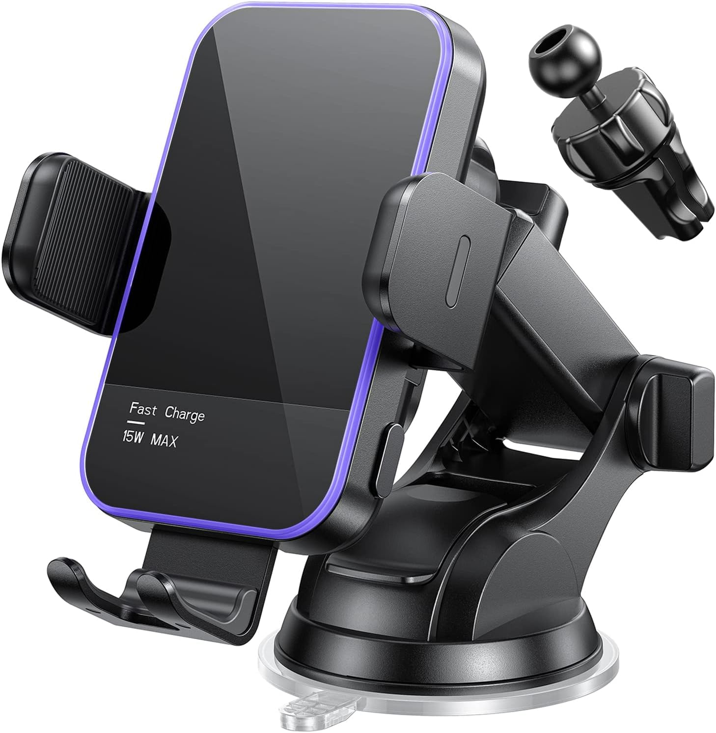 Car Phone Holder Wireless Charger,【7 Colored RGB Backlit】MOSURR 15W Auto Clampin