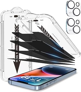 EZ-GLAZ [4+2] iPhone 14 6.1" Tempered Glass Screen Protector 4+2 Pack [Auto Alignment Kit] HD Diamond Tempered Glass Film, Easy Installation