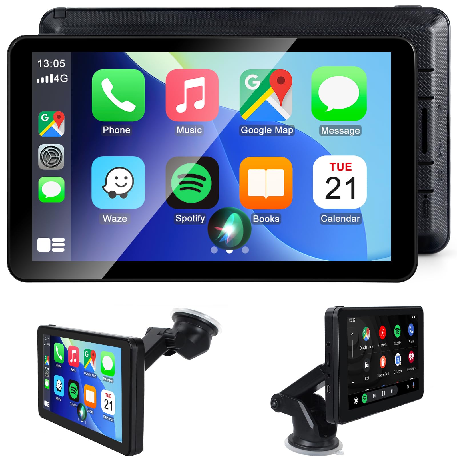 Wireless CarPlay Android Auto Screen, Car Stereo for CarPlay 7" HD Touch Screen 