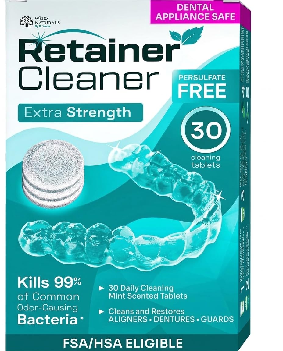 Weiss Naturals Retainer Cleaner Tablets, Invisalign Cleaner, Remove Stains, Odor