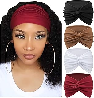 DRESHOW Pack of 4 Women's Headbands, Elastic Soft Headbands, Headband, Hair Band, Head Wrap, Cute Hair Accessories for Everyday, Yoga, Sports, Fitness