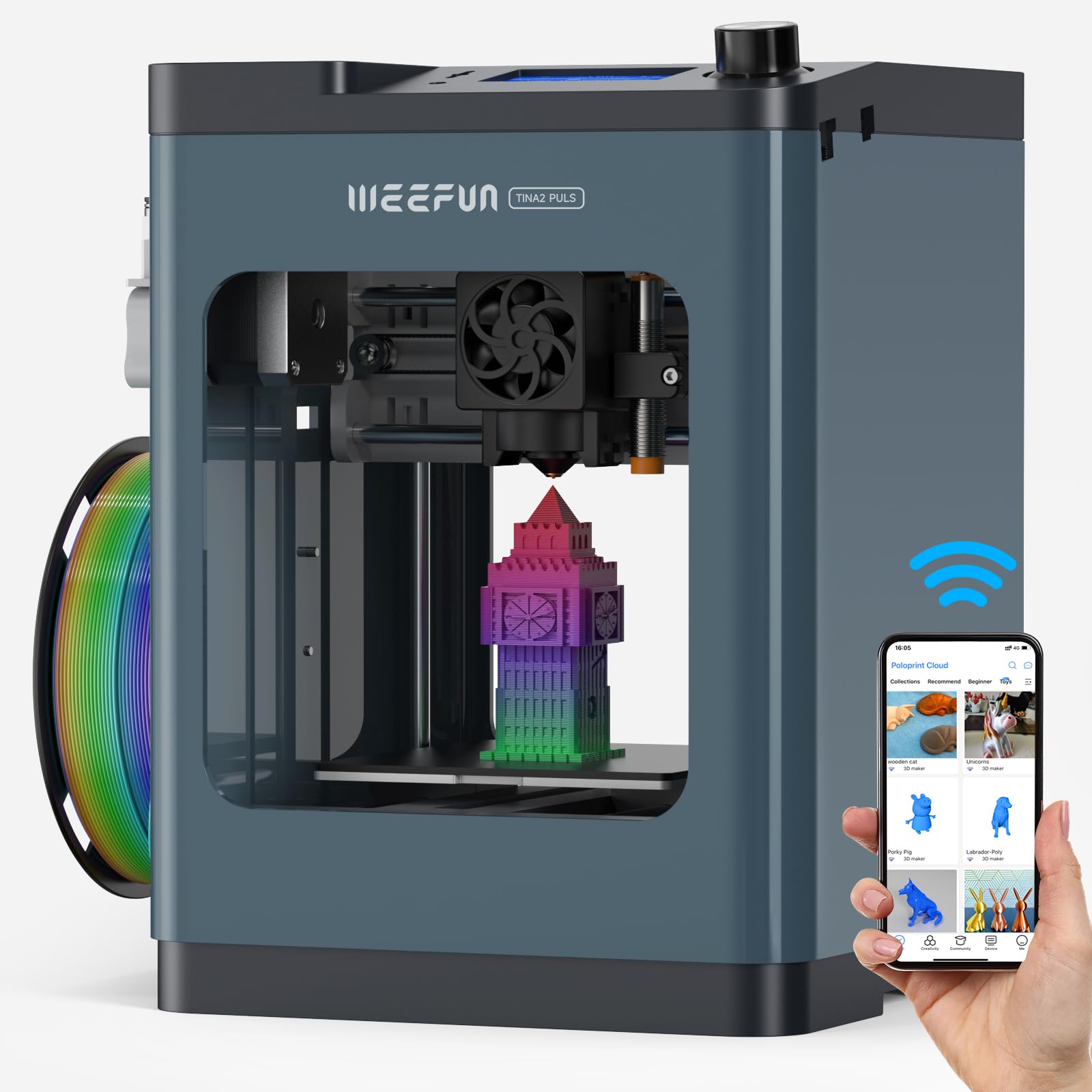 Tina2 Plus 3D Printer, WEEFUN 250mm/s High Speed FDM 3D Printers Fully Open Sour