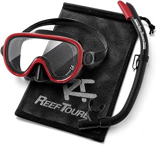 【Amazon.co.jp Exclusive】 Reef Tourer Mesh Bag Included Snorkeling Set 【For Adults and Children (Ages 10 and Up/Children (Ages 4-9)】 Panoramic Wide-View Snorkeling Mask + Wave Guard Snorkel RC0105