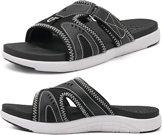 COFACE Men's Sport Recovery Sandals Plantar Fasciitis Soft Padding Lightweight Arch Support Orthopedic Flip Flops for Men Size 7-13