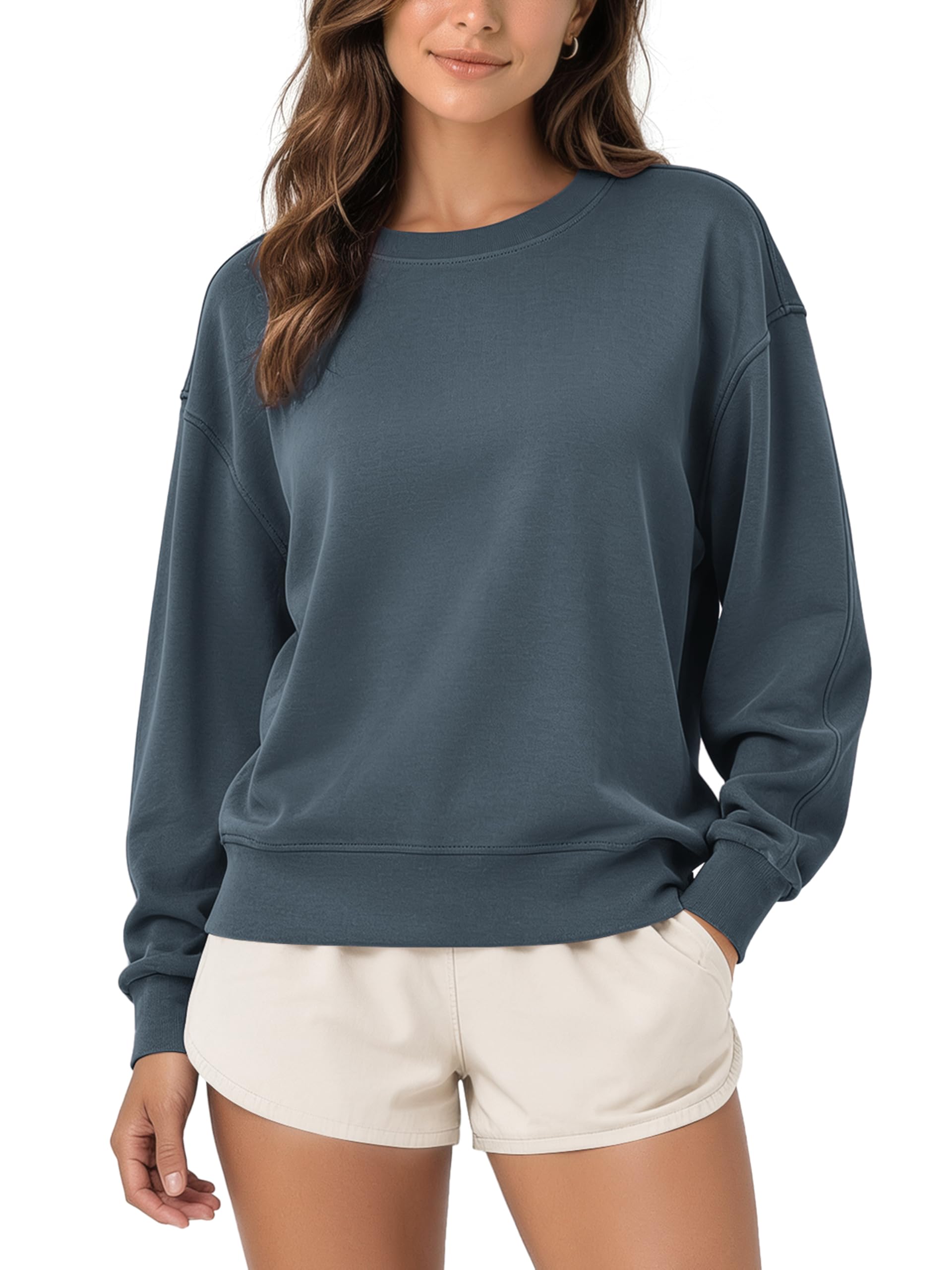 ODODOS Modal Soft Oversized Sweatshirts for Women Crew Neck Long Sleeve Relaxed 