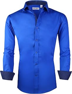 Alex Vando Men's Long Sleeve Shirt Regular Fit Elastic Business Shirt for Men