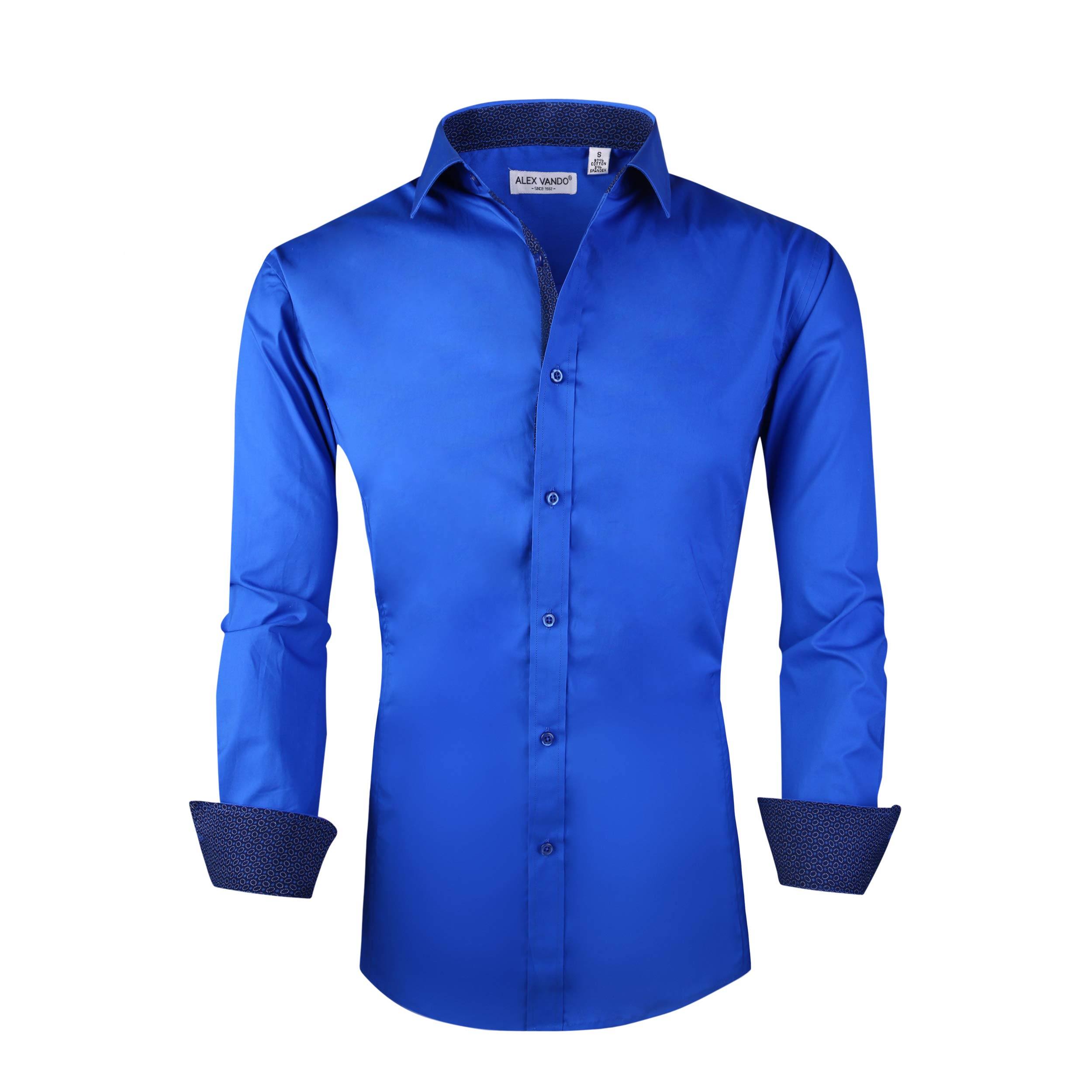 Alex Vando Men's Long Sleeve Shirt Regular Fit Elastic Business Shirt for Men