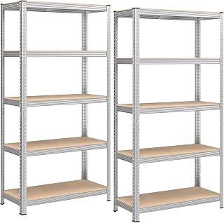 SONGMICS 5-Tier Heavy-Duty Shelving Units, Set of 2, Boltless Assembly