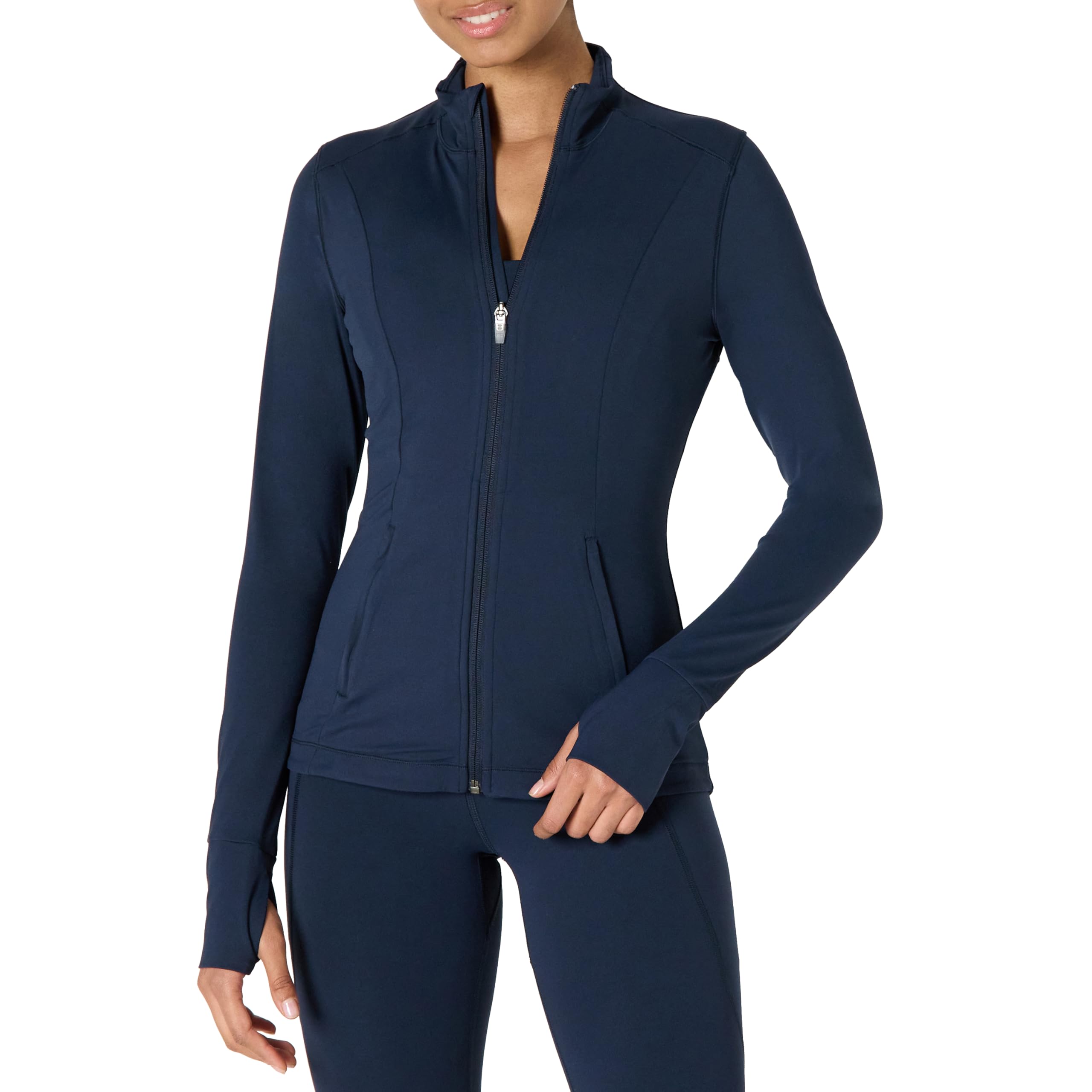 Amazon Essentials Women's Slim Fit Long Sleeve Zip Up Jacket Performance Stretch
