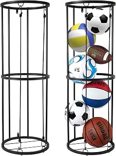 Garage Ball Storage Rack for Basketball & Soccer, Metal Wall-Mount
