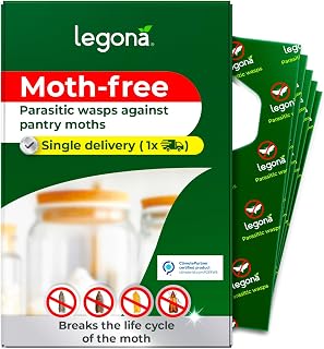 Legona Parasitic wasps for pantry moths | 10 Carrier Cards | Natural moth killer & moth repellent for kitchen and pantry | Alternative to moth traps, mothballs & moth spray