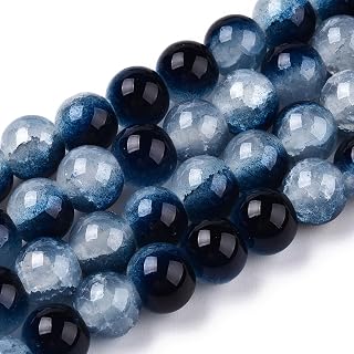 About 104~108pcs/Strand, 8mm Crackle Glass Beads Baked Painted Imitation Jade Round Spacer Beads for Jewelry Making Bracelet Necklace Earrings Keychain DIY