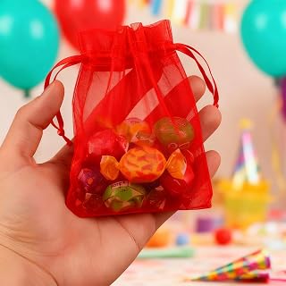 50 Pieces Organza Drawstring Bags, Solid Color Candy Net Bags for Jewelry, Gifts, Wedding Favors and Party Favor Packaging