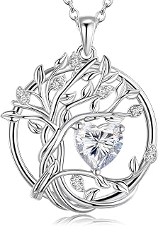 S925 Sterling Silver Tree Of Life Birthstone Necklace Jewelry For Women