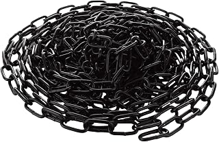 WOPPLXY 26.24 ft Length Black Chain Link, 1/8 Inch Carbon Steel Chain, Heavy Duty Coil Chain, Metal Porch Swing Chains for Home Outdoor Fence Gate, Garage Doors, Swing Chain, Bicycle Security Lock