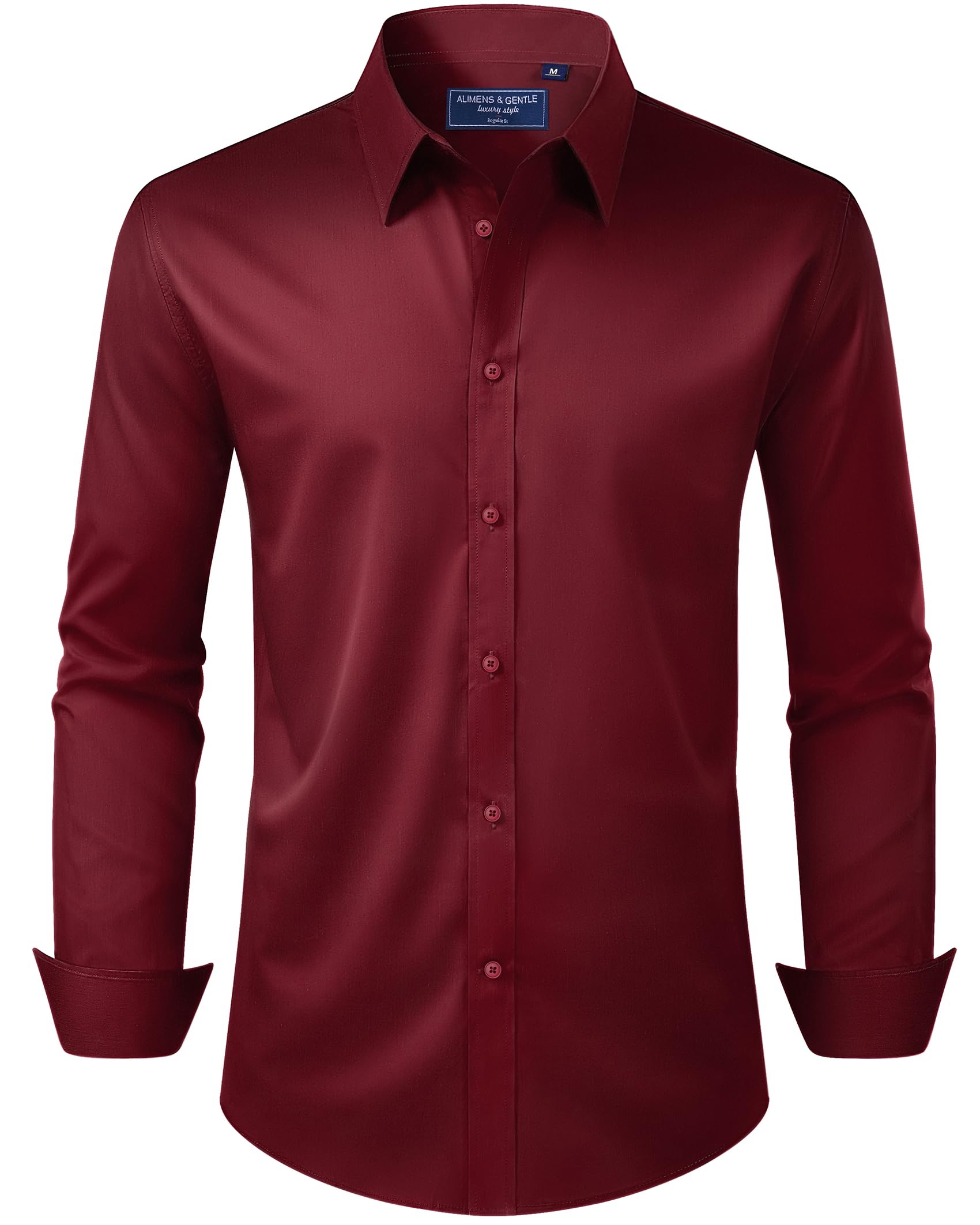 Alimens & Gentle Mens Regular Fit Stretch Stain Resistant Long Sleeve Solid Colo