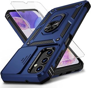 Vinve for Samsung Galaxy A13 5G Case, Galaxy A13 5G Phone Case,Slide Camera Cover HD Screen Protector Military Grade Magnetic Ring Holder Shockproof Kickstand Protective Case, Navy Blue
