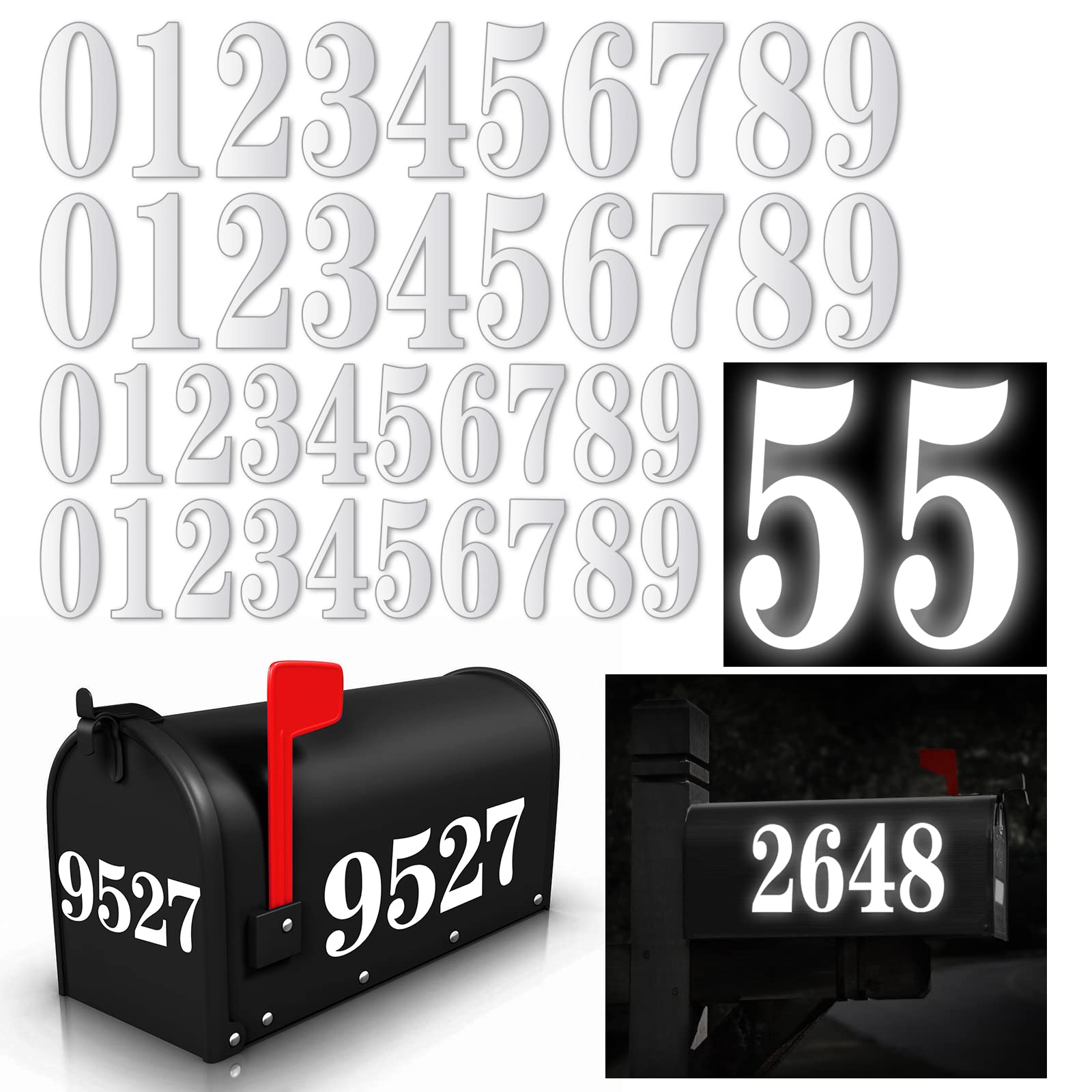 Kattykitty 60 PCS White Mailbox Numbers for Outside | Vinyl Waterproof Number St